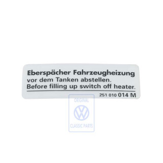 Kennschild Eberspächer Fahrzeugheizung