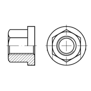 Sechskantmuttern mit Bund M12 - 10 verzinkt