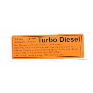 Kennschild Turbo Diesel Öl Norm 50500